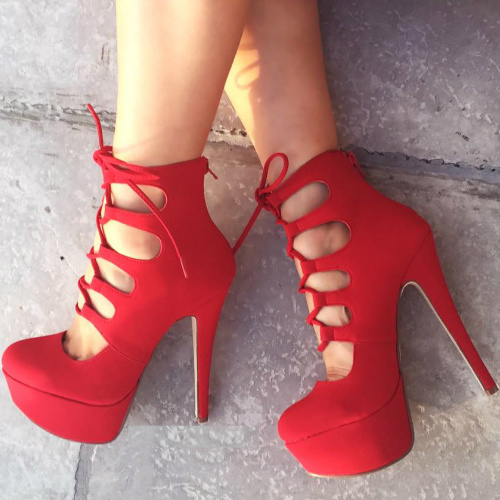 Lace Up Platform High Heels
