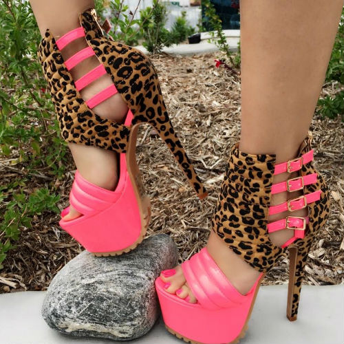 Patent Strappy Platform Heels
