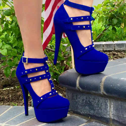 Studded Strappy Platform High Heels