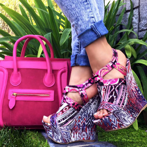Tribal Print Platform Wedges