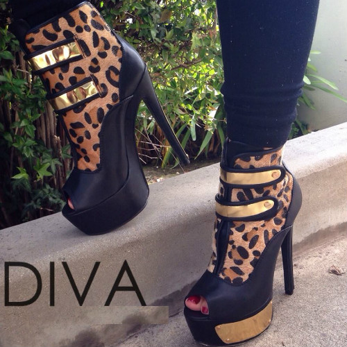 Peep Toe Platform Bootie Heels