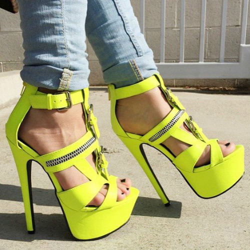 Buckled Strappy Platform High Heels
