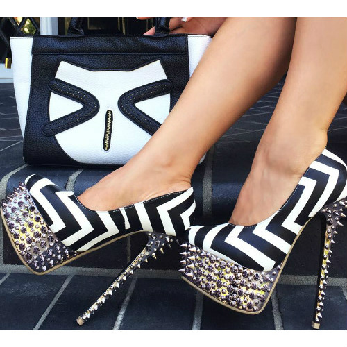 Chevron High Heels Pumps