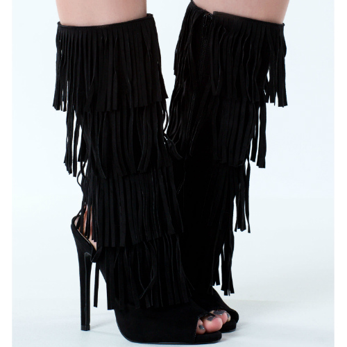 Boho Fringe Stiletto Boots