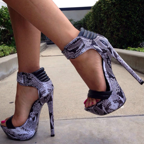 Snake Print Platform Heels