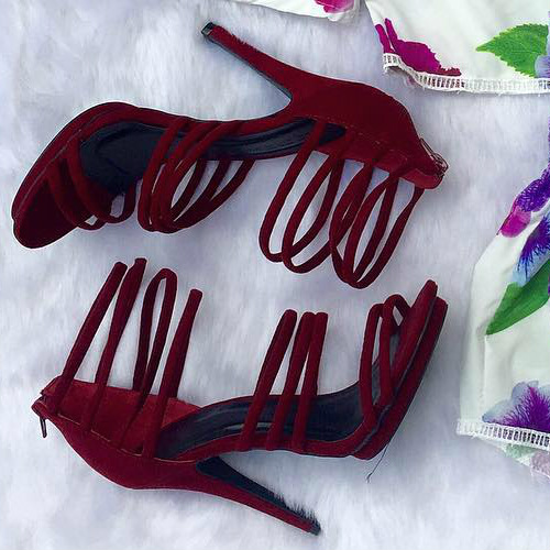 Faux Suede Multi Strap Heels Faux Suede Multi Strap Heels