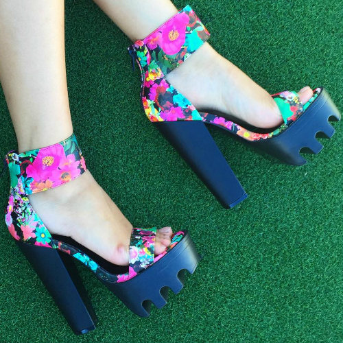 Ankle Strap Lug Sole Platform High Heels