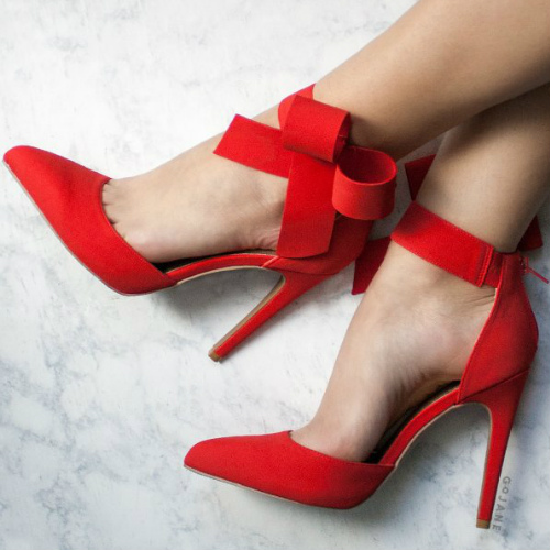 Bow Faux Nubuck Heels Bow Faux Nubuck Heels