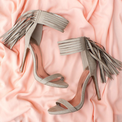 Faux Suede Fringed Strappy Heels