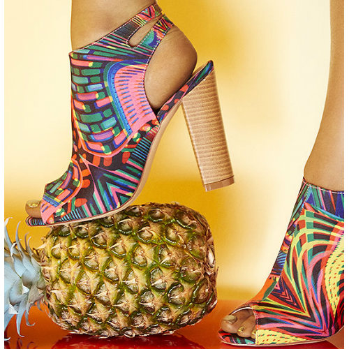 Bootie-licious Multi Print Peep Toe Bootie Heels