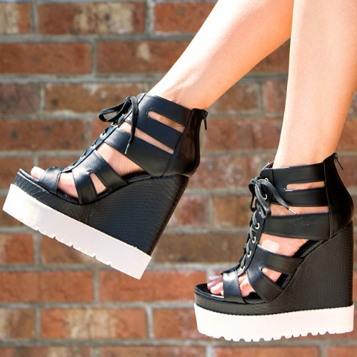 Privileged Shoes Intrepid Laced Platform Wedges