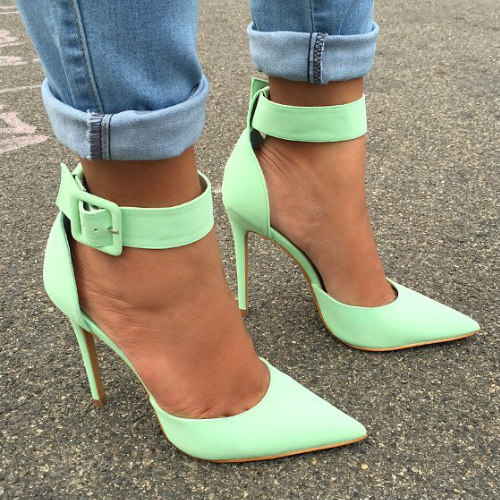 Pointed Toe Ankle Strap Heels