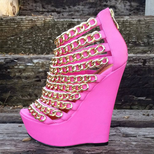 Nelly Bernal Caked Up Chained Strappy Wedges
