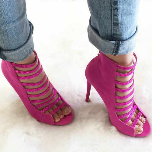 Jewel Strap Open Toe Booties
