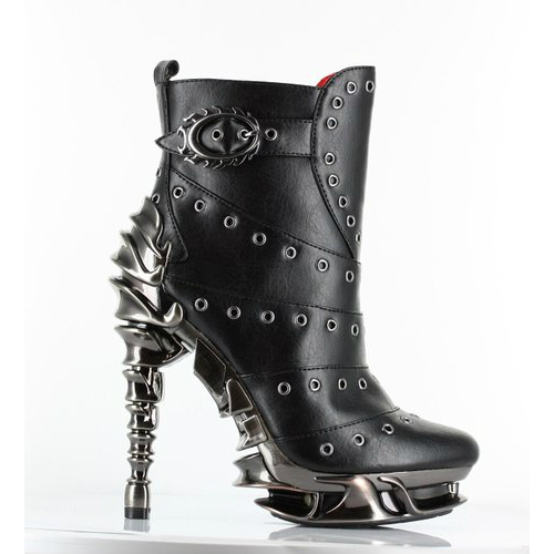 Hades Raven Black Leather Platforms - Ankle Boots