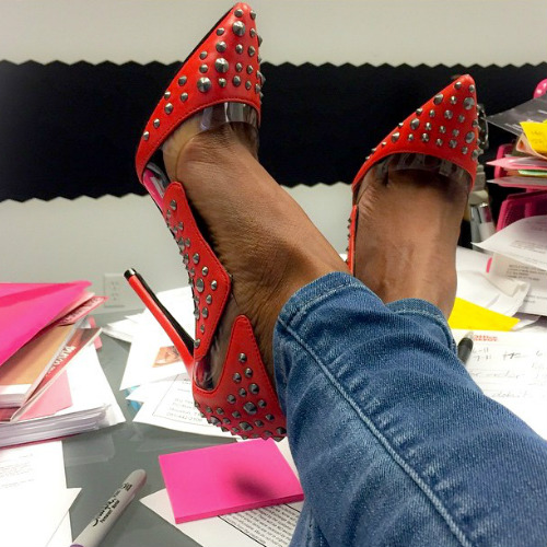 Lust for Life Leather Studded Pointy Pumps Kill it