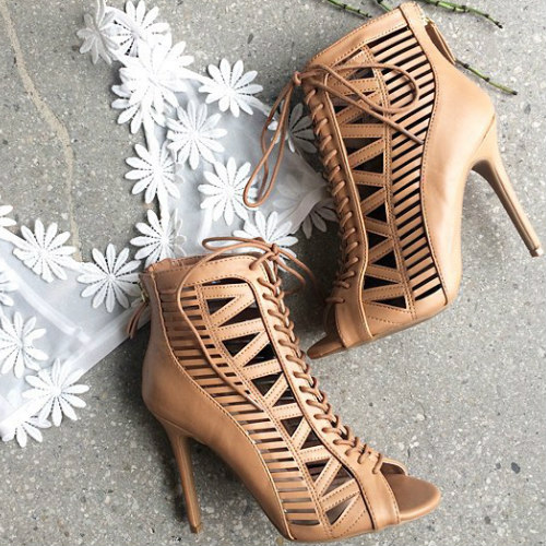 Cut Out Lace Up Heels