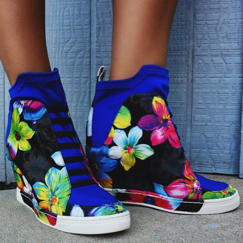 Rowe Privileged Floral Print Wedge Sneakers