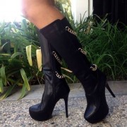 Chained Strappy Knee High Boots