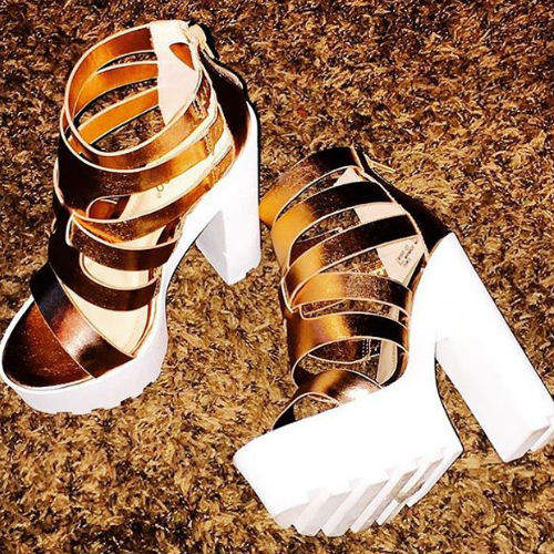 Strappy Lug Sole High Heels