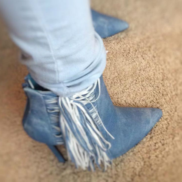 Luichiny Fringe Pointed Toe Bootie Going Fast