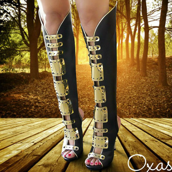 Privileged Metallic Plated High Heel Gladiator Boot