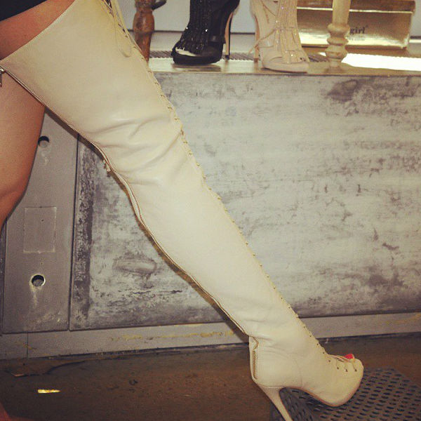 Ziginy Thigh High Lace Up Boots Piarry