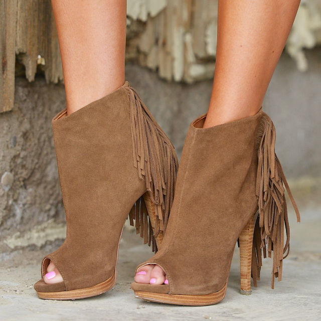 Naughty Monkey Girls Best Fringe Open Toe Booties