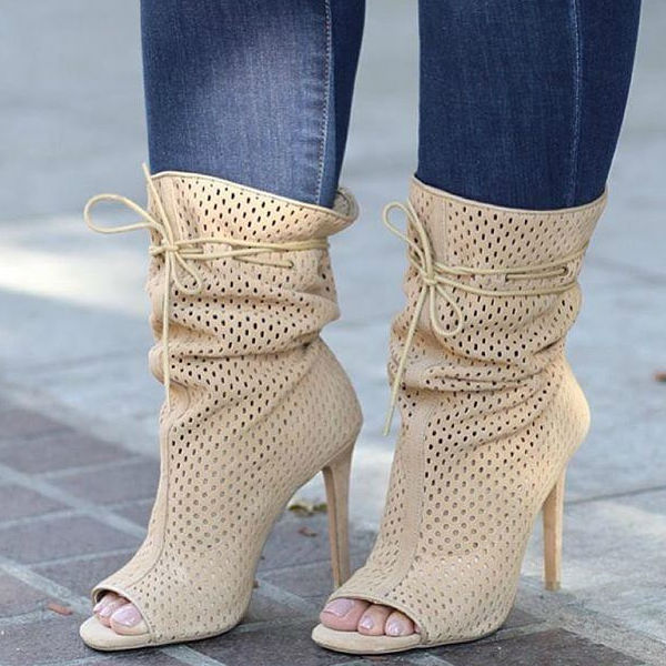 Steve Madden Perforated Open Toe Booties Forsaken