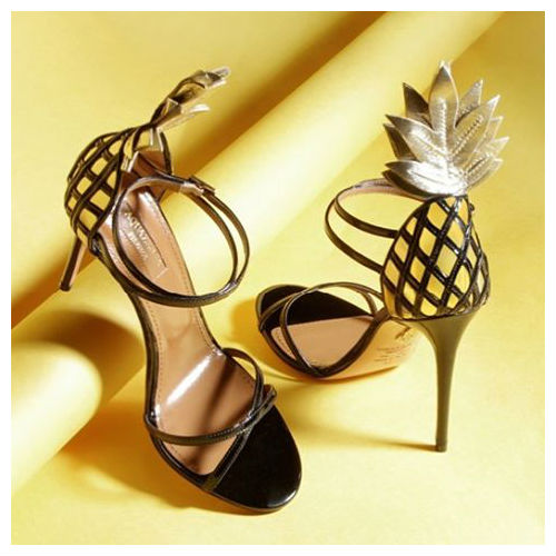 Aquazzura Patent Leather Heel Sandals Pina Colada