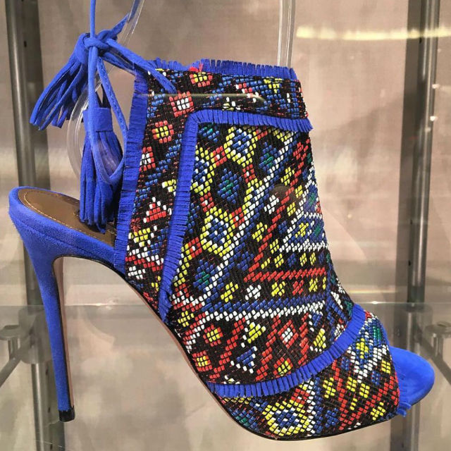 Aquazzura Open Toe Trim Fringe Heels Colorado