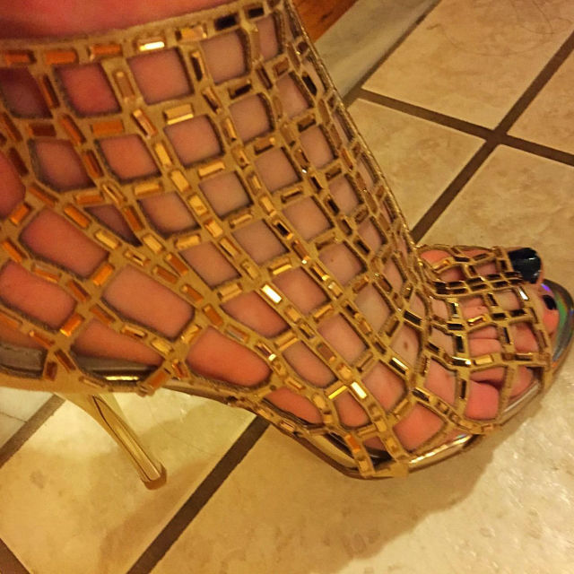 Rhinestone Embellished Cutout Bootie Heels