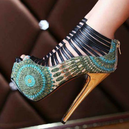 6 Inch Tribal Strappy Platform Heels