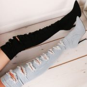 Distressed Thigh High Pointy Boots