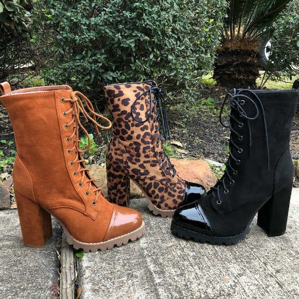 Lace Up Bootie Heels